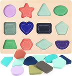 Wooden Puzzles for Toddlers, Kesletney Wooden Alphabet Number Shape Learning Puzzles for Kids, Preschool Educational Toys Gift for Boys Girls Ages 3 4 5 6 Years Old