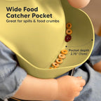 KeaBabies 2-Pack Silicone Baby Bibs for Eating - Sturdy Food-Grade Silicone Bibs for Babies Girl, Boy, Large Food Catcher, Clean & Put On Easily, Waterproof Toddler Feeding Essentials (Olives)