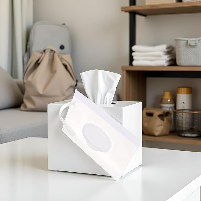 2Pcs White Baby Wipe Holder Case - Waterproof Travel Container for Wet Wipes, Portable Refillable Dispenser with Sealed Lid,On-The-Go Diaper Essentials,Keeps Wipes Moist and Fresh