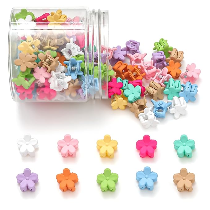 Mini Flower Hair Clips, Baby Hair Clips Mini Claw Clips Cute Jaw Clips Hair Pins Hair Barrettes Toddler Hair Accessories for Women Girls Kids Teens 100Pcs Colorful