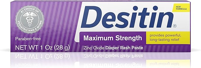 Desitin Maximum Strength Baby Diaper Rash Cream with 40% Zinc Oxide, Travel Size, 1 oz (Pack of 6)