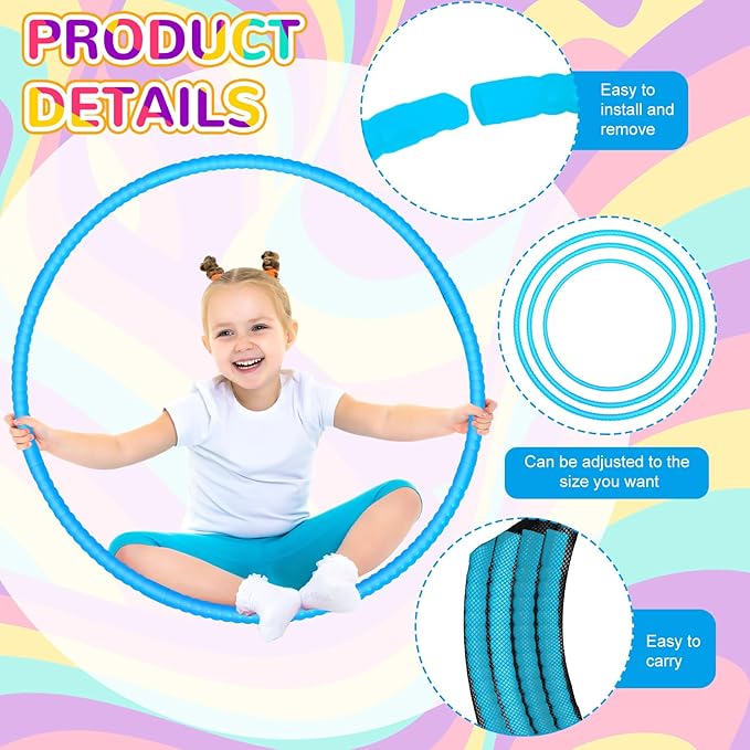 Shappy 6 Pcs Exercise Hoop Detachable Adjustable Plastic Toy Playground Toys Colored Hoop Circles for Teens Games Gymnastics Dog Agility Equipment Party Decor