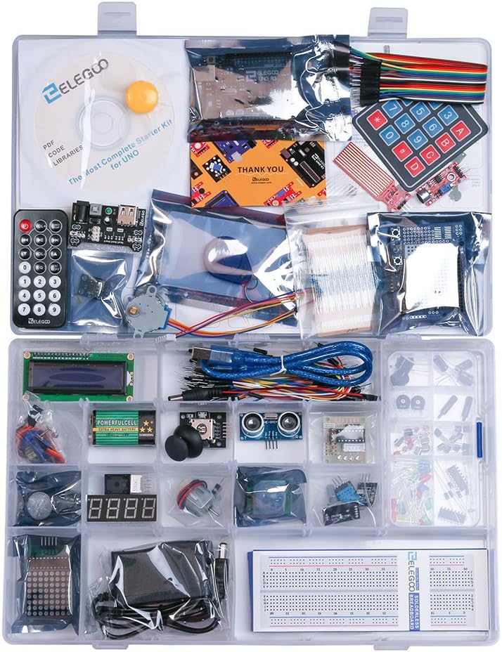 ELEGOO UNO R3 Project Most Complete Starter Kit with Tutorial Compatible with Arduino IDE (200+ Components)