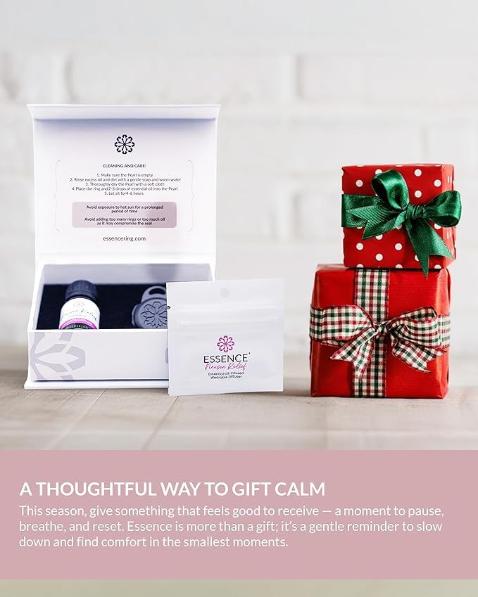 Essence Wearable Aromatherapy Nasal Diffuser – Allergy Relief Essential Oil Nose Ring Refresh Kit – Personal Scent Clip for Travel, Work & Everyday Use – Made in USA