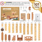 Jovi-mindly＆Notchies Wooden Blocks Train Set 101 PCS Create 40+ Shapes,Toys Educational Wooden Building Blocks Puzzles for Kids Ages 5-8 Boys and Girls,Truck/Excavator,FSC Certified,Graduate Gifts