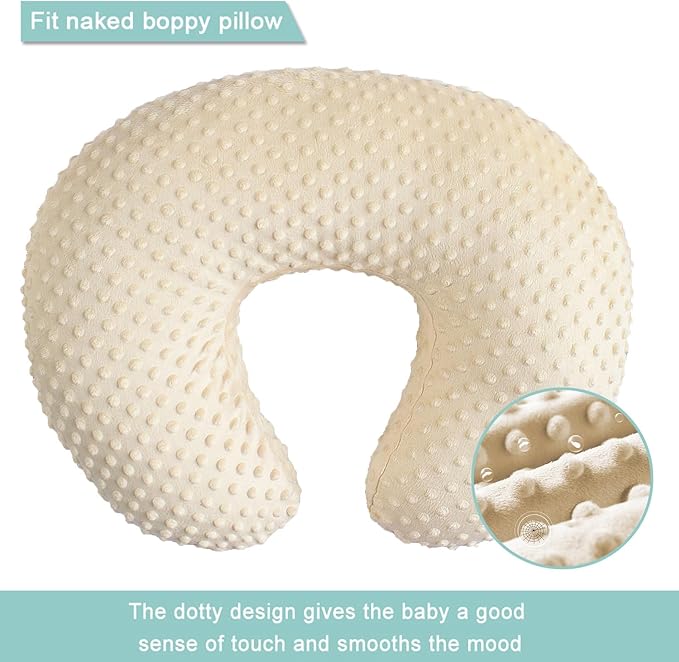 iEvolve Minky Nursing Pillow Cover Breast Feeding Pillow Cover Slipcover U Shape for Baby Boy Girl,Cover Only(LightBeige)