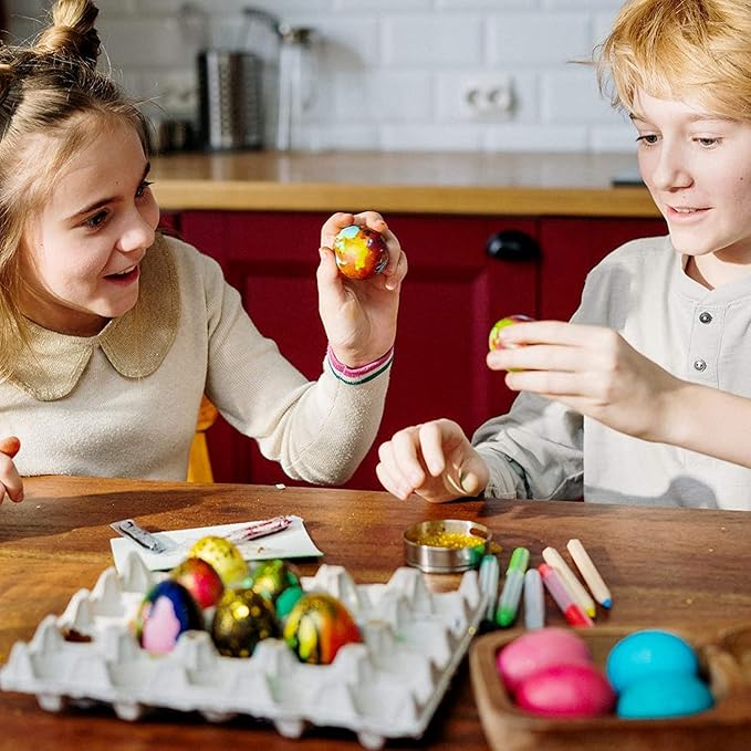 CALPALMY 24 Pieces Wooden Eggs - Life-Size, Reusable Fake Easter Eggs for Painting, Decorating, Crafting, Pretend Play, Faux Food Display, Nest Box Training