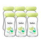 YOHKOH Breast Milk Storage Bottles - Wide Neck Glass Breastmilk Storage Bottles with Lids, BPA-Free (Green, 5.4oz (Pack of 6))