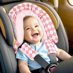 Baby Car Seat Head Support for Newborn, GFU 2 in 1 Infant Car Seat Head Body Support with Strap Pads, Soft Stroller Cushion Pillow Insert for Girls, Fits for Stroller, Swing, Pink