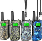 Walkie Talkies for Kids Rechargeable,Toys for Boys and Girls Ages 3-12, 4 Pack Long Range 2-Way Radios, Birthday Gifts,Christmas Stockings, Outdoor Play, Family Games, Hiking Camping Gear