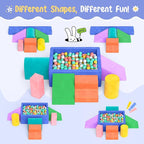 Lischwert Foam Climbing Blocks for Toddlers, Soft Play Ball Pit, Baby Climbing Blocks Soft Play Climbing for Toddlers with Foldable Block and Tunnel Indoor Climbing Toys for Toddler 1-3