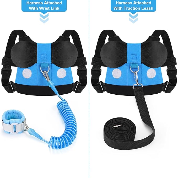Accmor Toddler Leash Harness, Safty Harness Baby Leash Child Anti Lost Wrist Link, Cute Kids Harness with Walking Assistant Strap Belt Tether for 1-5 Years Boys/Girls to Zoo or Mall
