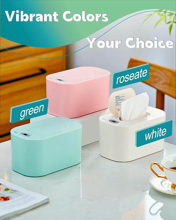 Baby Wipe Warmer, Portable USB Powered Baby Wet Wipes Dispenser Holder with Temperature Control, Paper Towel Heater for Home, Car, Travel (White)