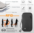Passport Holder Family RFID Blocking Passport Wallet, RFID Travel Document Organizer for Women Waterproof Passport Wallet, Men Portable Case for Cards Credit Cards with Lanyard (Black-Medium)