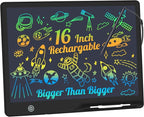 LCD Writing Tablet,16 Inch Colorful Screen Rechargeable Doodle Board Toddler Educational Toys for 3 4 5 6 Years Old Boys Girls Reusable Portable Drawing Tablet Christmas Toys Gifts for Kids (Black)