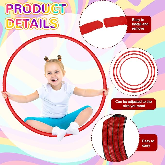 Shappy 6 Pcs Exercise Hoop Detachable Adjustable Plastic Toy Playground Toys Colored Hoop Circles for Teens Games Gymnastics Dog Agility Equipment Party Decor