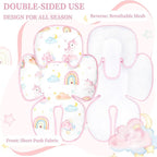 Summer Infant Car Seat Insert, 2 in 1 Baby Car Seat Head Body Support for Newborn Upgrade Mesh Baby Car Seat Insert Stroller Cushion for Boys Girls, Extra Soft and Breathable, Unicorn