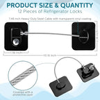 12 Pack Refrigerator Lock with 12 Keys Fridge Locks Combination Adhesive Child Safety Cabinet Freezer Door Lock Adult File Drawer Kitchen Appliance Furniture Closet(Black)