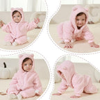 Newborn Baby Bear Outfit Suit Girls Boys Fleece Jumpsuit Romper Hooded Winter Snowsuit Clothes
