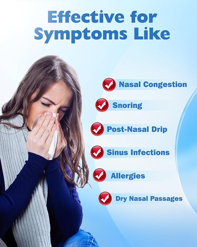 Electric Neti Pot Nasal Irrigation System – 300ml Cordless Sinus Rinse Machine for Adults & Kids, Nose Wash Bottle with 3 Tips for Nasal Care(Sky Blue)