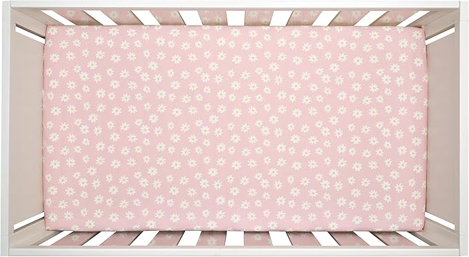Lambs & Ivy Daisy Dreams Breathable 100% Cotton Baby Fitted Crib/Toddler Sheet