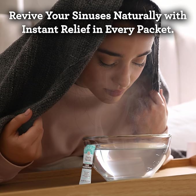 GuruNanda PreMixed Saline Packets for Nasal Rinse (192 Count), All Natural Sinus Rinse Packets to Help with Allergies & Congestion Relief, 0.08oz Each