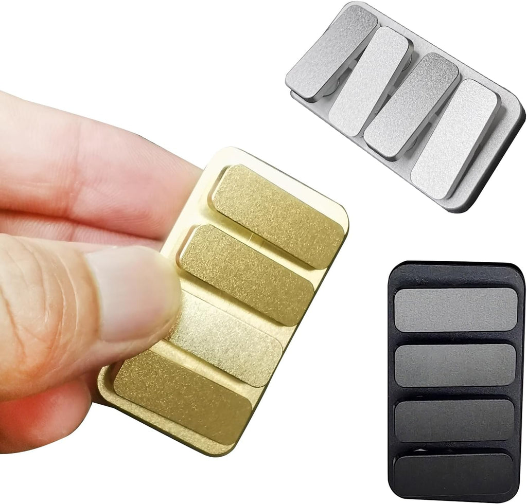 Premium Magnetic Metal Fidget Slider - EDC Haptic Clicker Stress Relief Toy for Adults, Anxiety & ADHD Relief, Pocket-Sized, Durable, Quiet Control, for Men & Women.(Gloden)