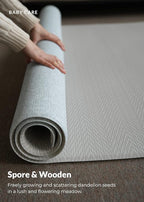 Baby Care Play Mat (Large, Hygge - Spore & Wooden) 82'' x 55'' Original One-Piece Reversible Rollable Waterproof Play Mat for Infants, Babies, Toddler, and Kids