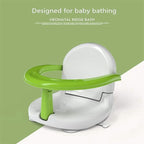 Foldable Non Slip Bath Seat - Baby Bathtub Chair for Sitting Up, Wrap-Around Seat with Suction Cups, 6-18 Months (White Green)