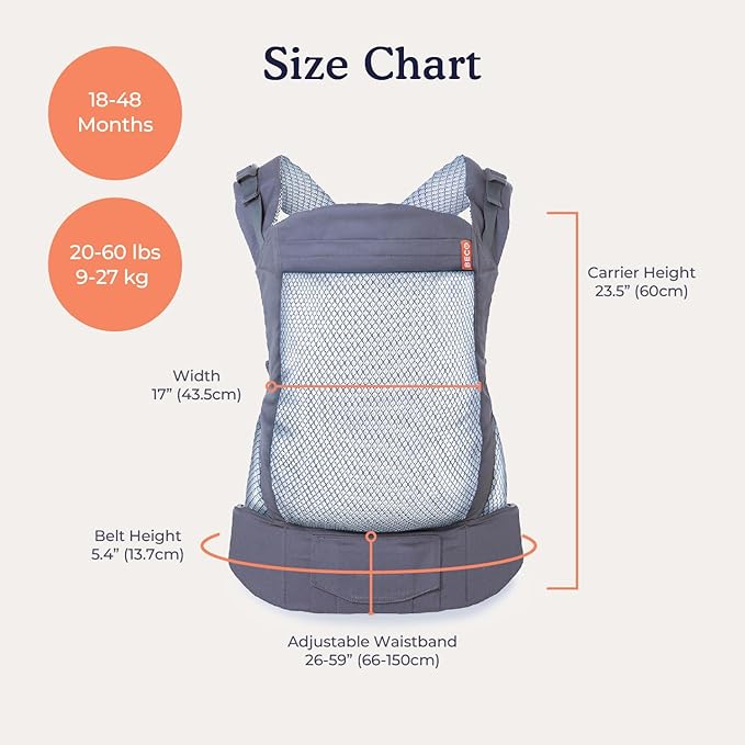 Beco Toddler Carrier - Breathable 3D Mesh Front-Carry & Backpack Style Carrier with Tall Supportive Back and Ergonomic Extra-Wide Seat for Children from 18months (20-60 lbs) - Navy