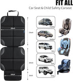 Car Seat Protector for Child Carseat, 1 Pack Protect Car Seat Cover for Baby with Thickest Padding and Non-Slip Padded Backing Mesh Pockets Kids Pets Car Back Seat Protectors(Black)