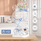 Baby Bottle Drying Rack Bottle Dryer Rack for 12 Bottle Drying Rack Space Saving Kitchen Countertop Vertical Cup Drainer Rack Detachable Baby Bottle Holder Storage Organizer Pump Part Dryer Rack White