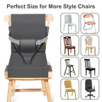 Toddler Booster Seat for Dining Table Kitchen Chair, Waterproof Non-Slip with Backrest & Adjustable Straps, Portable PU Travel Baby Kids Booster Seat Cushion