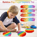 Multipurpose 4 Pack Rainbow Pop it Fidget Toy, Bubble Sensory Toy for Kids and Adults, Stress Reliever, 4 Shapes Poppers-Heart, Circle, Octagon, Square Pressure Relieving