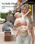 Baby Carrier Pro, MOMTORY Safety-Certified 6-in-1 Ultra Storage Baby Carrier Newborn to Toddler, Detachable Baby Holder Carrier with Hip Seat, Ergonomic Cozy Baby Body Carrier for 7-50lbs, Khaki