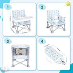 Portable Baby Booster Seat with Tray, Toddler Booster seat for Dining, Camping, Travel, Baby Beach Chair 6 Months to 3 Years Old Indoor Outdoor Use CH2405