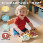 IEATFO 2-in-1 Piano Xylophone Wooden Musical Toy for Toddlers 1-3, Educational Musical Learning Instruments with 8 Colorful Keys, 5 Classic Song Sheets, Montessori Sensory Music Set for Girls Boys