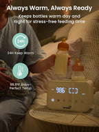 Baby Bottle Warmer, Grownsy 10-in-1 Fast Bottle Warmer Accurate Temp Control, with LCD Display, Timer, Defrost, Sterili-zing, Keep 24H, Double Bottle Warmer for Breastmilk& Formula, Heat Baby Food