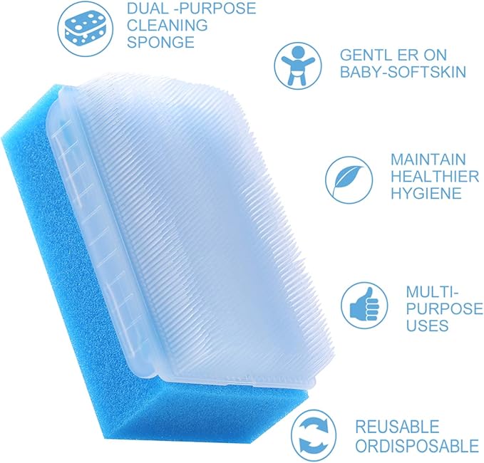 Baby Bath Time Sponge Brush- Body, Hair, and Scalp Cleaning - Gentle on Infant, Toddler Sensitive Skin - Great Sensory Feel(12 Pcs)