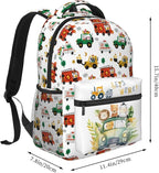 Funny Cars Kids Backpack For School Cute Animal Bear Lion Car Travel Backpack Cartoon Ambulance Digger Fire Engine Waterproof Backpack For Kids Boys Girls For School Travel Hiking