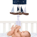 Lambs & Ivy Little Skipper Sailboat & Moon Musical Baby Crib Mobile Soother Toy