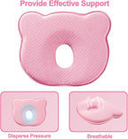 Memory Foam Baby Pillow, Portable Cartoon Bear Soft and Cozy Pillow, Breathable Bedding Set for Infants for Small Boys and Girls(Pink)