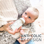 HEVEA Standard Neck Glass Baby Bottles - Medium Flow Anti Colic Baby Bottles (8 Ounce (Pack of 2))