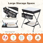 Costzon Changing Table, Portable Baby Changing Table Foldable Diaper Changing Station with Safety Belt, Large Storage Rack & Shelf, Nursery Organizer for Newborn Infant (Black)