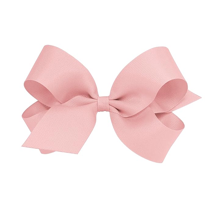 Wee Ones Girls' Plain Wrap Classic Grosgrain Hair Bows on a WeeStay No-Slip Hair Clip, Handmade, Large, Sweet Nectar