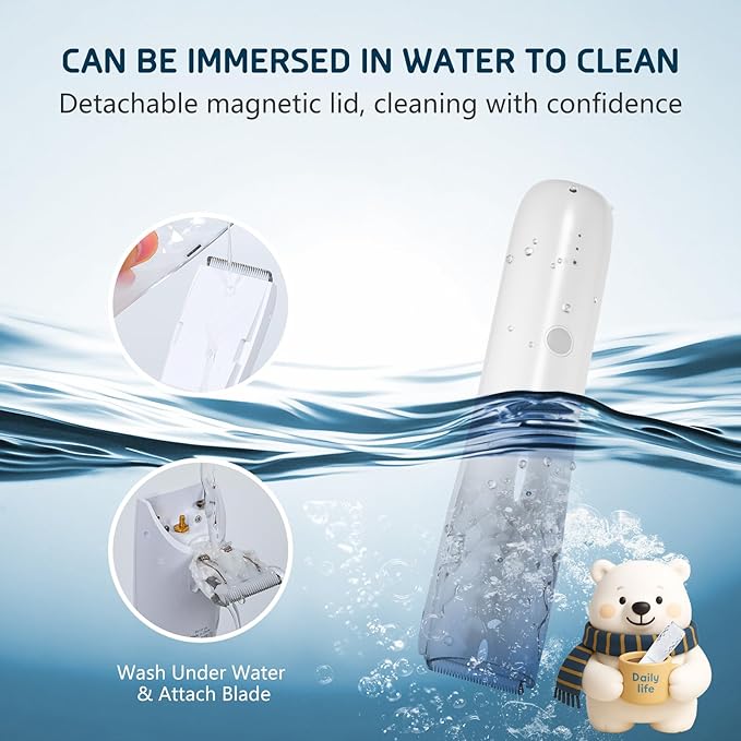 DAILYLIFE Baby Hair Clippers, Silent Clippers for Kids with Autism, Sensory Baby Hair Cutting Kit, Quiet Vacuum Hair Trimmer Waterproof for Toddler Infants Boys, White