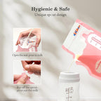 Breastmilk Storage Bags(50 Count)，8oz Milk Storage Bags for Breastfeeding，BPA Free with Easy Pour Spout, Self Standing, for Refrigeration and Freezing Red