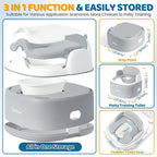 Orzbow 3-in-1 Potty Training Toilet, Detachable Baby Potty, As Toddler Toilet Seat, Chair, Step Stool for Boys & Girls 18+ Months, Potty Training Seat with Splash Guard, Lid, Easy Clean, Gray