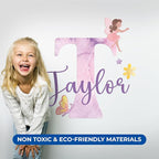 CRYPTONITE Custom Stickers Name & Initial for Fairy Decor I Fairy Pink Room Decor for Girl Bedroom Decor I Personalized Fairy Wall Decals for Little Girl Room Decor I Multiple Size Options (D. Fairy)