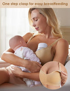 HOFISH Maternity Nursing Bras for Breastfeeding, 3 Pack Pregnancy Deep V Neck Wireless Bra with Extenders & Clips